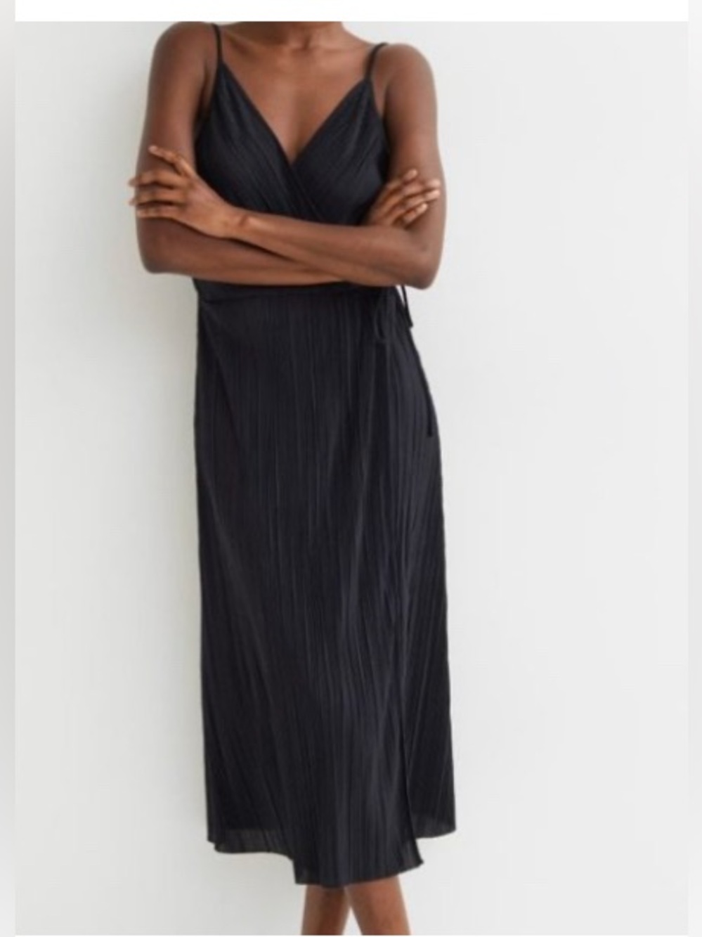 H&M Black V-Neck Midi Slip Dress | NWT